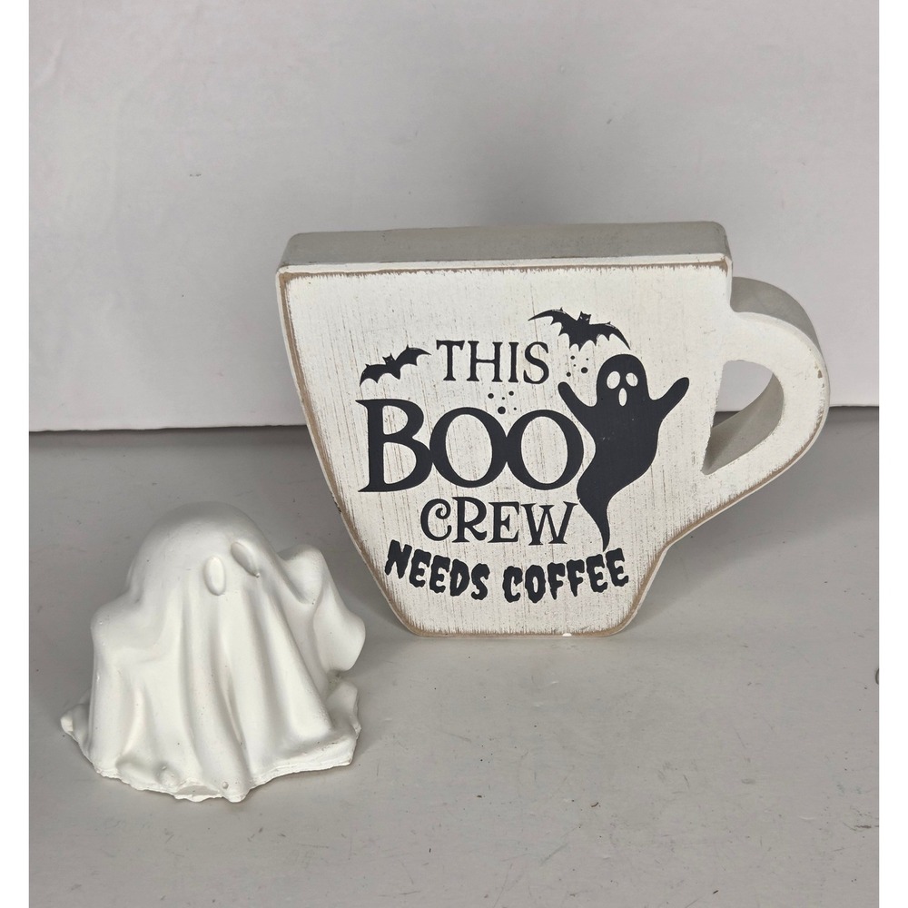 Quill to Paper by Sixtrees Halloween Boo Crew Needs Coffee Sign and Ghost Set